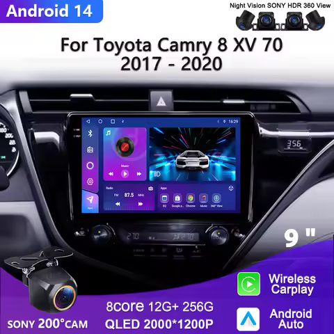 2K Incell Screen Car Android 14 For Toyota Camry 8 XV 70 2017 - 2020 Car Radio Stereo Multimedia Pla
