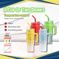 Big Mac Thermos 1200ml Cup Handle Portable Cup Office Car Cup Large Capacity Straw Water Cup cawan t
