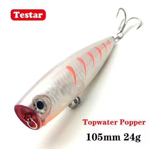 105mm 24g Testar Topwater Popper Bait Long Casting Floating Stickbait Fishing Lures Artificial Wobbl