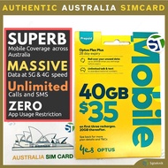 BEST Australia 5G 4G Optus SIM Card 40GB Data Free Call SMS Mobile Phone Pocket Wifi Sydney Melbourn