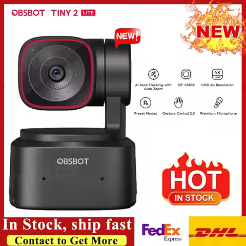 〇OBSBOT Tiny 2 Lite PTZ 4K Webcam 1080p@60fps HDR With AI Tracking Privacy Cover Microphone 1/2" Sen