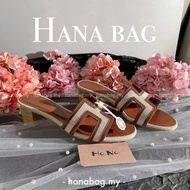 【Awinbag】Boutique Calfskin Canvas Brown High Heels Sandals
