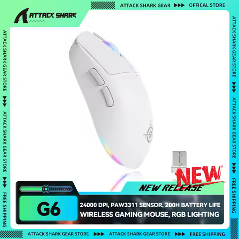 ATTACK SHARK x MAGIC-REFINER G6 Wireless Gaming Mouse, PixArt PAW3311 Sensor, Bluetooth/2.4G/Wired, 