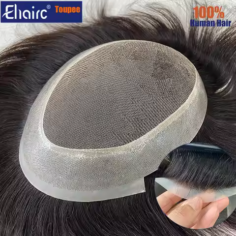 Australia- Male Hair Prosthesis Lace PU Base Toupee Men Wig For Men Breathable Man Wig Capillary Pro