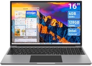 Laptop, Celeron N4100 CPU, 4GB RAM 128GB EMMC, Expandable 1TB M.2 SSD, 16" FHD IPS 1200P Display, Of