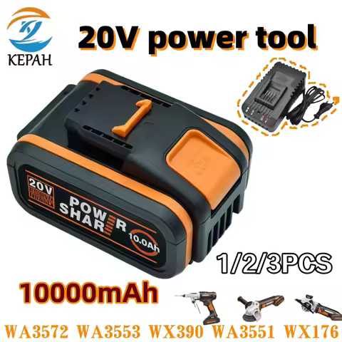 Kit Multi-Batterie 20V 10.0Ah｜1/2/3PCS pour Worx, Compatible WA3551 WA3553 WX373 WX390 outils sans f