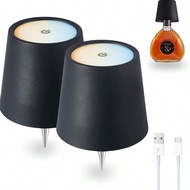 2 ชิ้น โคมไฟขวดไร้สาย โคมไฟโต๊ะ LED ไร้สายชาร์จได้ปรับระดับความสว่างได้ด้วยการสัมผัส เหมาะสำหรับคริส