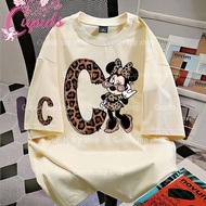 Cupids Women’s Casual T-Shirt Stylish Letter C Leopard Minnie Mouse Tee Women Coquet Streetwear