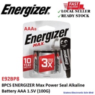 8PCS ENERGIZER Max Power Seal Alkaline Battery AAA 1.5V (100G) - E92BP8