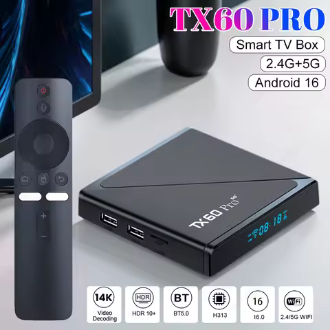 TX60 PRO Smart TV Box Android 16 TV Box 14K 2.4G 5G Dual WiFi 6 Set-top Box Video Media Player Home