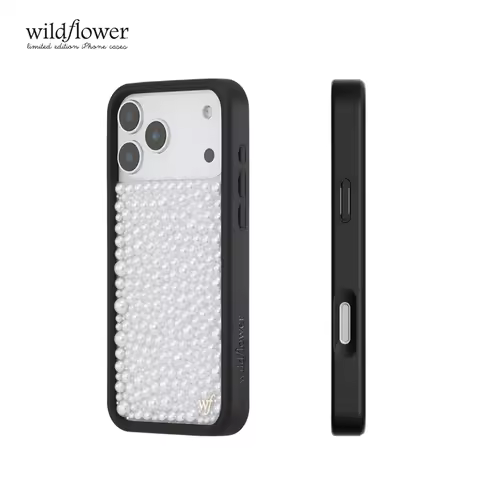 Wildflower Shiny 3D Pearl White Phone Case for iPhone 17 16 15 14 13 12 Pro Max WF Fashion Woman Gir