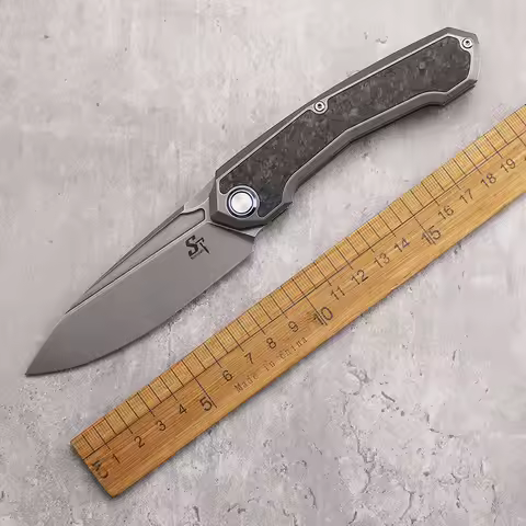 ST-999 Folding Knife S35VN Steel Sheet Titanium Carbon Fiber Handle Outdoor Camping Survival Tool