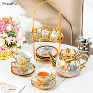 [Prasku] Ceramic Tea Set Gift Teapot Cup Saucer Set for Home Any Occassions Cafe Bar