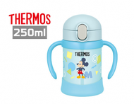 日本直送 Thermos 米奇 吸管式雙耳不銹鋼兒童水杯 水樽 水壺 250ml (平行進口)