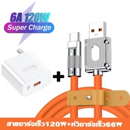 ชุด 120W 6A USB Super Fast Charger หัวชาร์จ66W+สาย120W Liquid ซิลิโคนสาย USB สายชาร์จไอโฟน For iPhone14 13 12 11Pro MAX X XR 8 SE iPad สาย Micro สาย Type C ชาร์จเร็ว For Xiaomi VIVO Samsung POCO OPPO