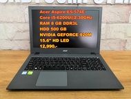 Notebook โน๊ตบุ๊คมือสอง ACER i5/RAM 8GB/HDD 500 GB/จอ 15.6"/มีกล้อง/การ์ดจอแยก 2GB(สั่งเกมส์ได้)(GTAV/PUBG LITE/PB/HON/ROV/FIFA4/FreeFire/PES2017/BF4/Sim4)ทดสอบแล้วเล่นได้