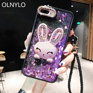 for OPPO F1s F1 Plus F3 F3 Plus F5 F7 F9 F11 Pro Casing Bling Dynamic Liquid Quicksand Rabbit Ears Stand Soft Back Phone Cover Case