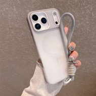 漸變果凍二合一磁吸適用蘋果16promax手機殼新款iphone17Air高級感15plus掛繩14pro網紅女13磨砂膚感12防摔殼-灰色 iphone 17 Pro Max