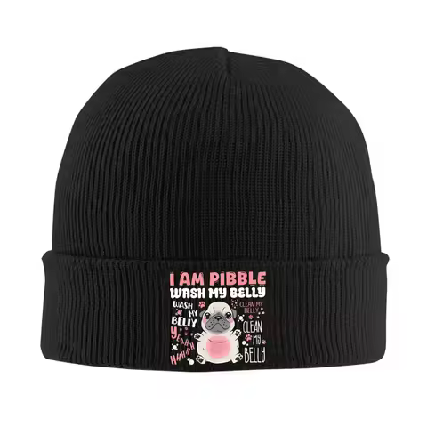 I Am Pibble Wash My Belly Pibble Meme Funny Dog Knit Hat Beanies Autumn Winter Hat Warm Unisex Stree