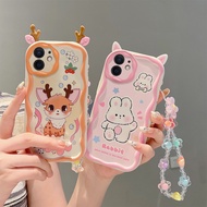 Flower Chain Rabbit Ears 3D Curved Wave Edge Cream Phone Case For Realme 5 5S 5i 6i 6 6S 7i 8i 8 C17