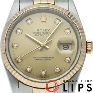 勞力士 Datejust 男士腕錶 10P 鑲鑽 Datejust 男士腕錶 16233G(S) K18YG/SS 男士腕錶顏色1993 年 成色極佳 [二手]