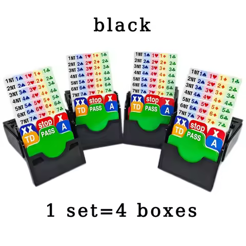 (Set of 4) Black Bridge Bidding Box with Bridge Paper Playing Cards Bridge Partner Bidding Device Of