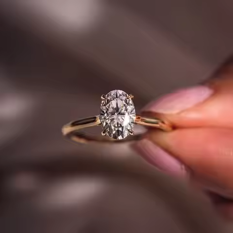 JOVOVASMILE 9k Yellow Gold Engagement Ring Moissanite Diamond Wedding Ring 2.5ct 10x7mm Au750 585 So