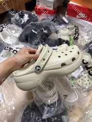 全新 Crocs洞洞鞋雲朵4-5cm厚底卡洛馳女鞋輕便包頭沙灘涼鞋