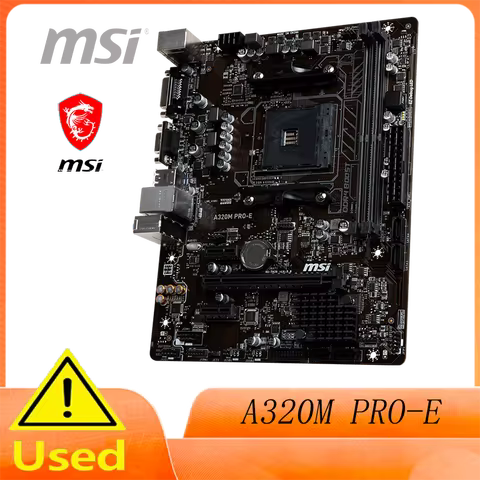 MSI A320M PRO-E Motherboard AMD A320 Socket AM4 DDR4 M-ATX USB3.1 DVI-D USB 2.0