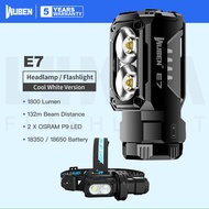 WUBEN E7 (Cool White Version, 6500K) Rechargeable Dual-light Sources Headlamp / Flashlight, 180º Wid