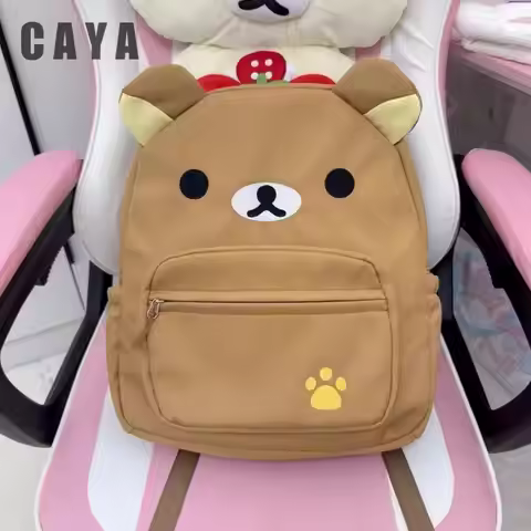 Rilakkuma Oxford Cloth Waterproof Large Capacity Backpack Book Ipad Storage Bag Kawaii Kindergarten 