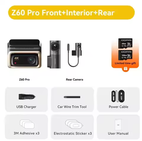2025 hot sale DDPAI Z60 Pro 4K Single/Dual Lens Dash Cam Smart Android LCD Touch Screen Video Record