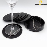 6 Marble Stylish Design Coasters with the Coasters Holder – PU leather Coasters – 10cm Diameter – Protection from Drink Rings Drink Wine Beer Coffee Cup Mat Tea Pad Dining Table Placemats Chic Decoration 6PCS [Made For Drinkers]