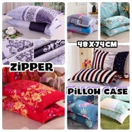 Zipper Pillow Case (48cmX74cm) Sarung Bantal Berzip Cadar Korean Style Bedsheet single queen king zi