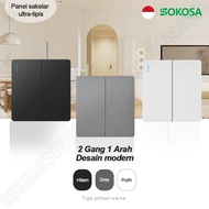 SOKOSA Luxury Series Electric Light Switch Push on Switch - 2 Gang 1 Way 1 Way/