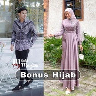 TERLARIS Amara Dress Couple Kemeja Batik gamis busui Brokat kombinasi