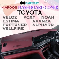 Toyota Veloz Fortuner Estima ACR50 Avanza Vellfire Alphard Voxy F600 F650 AN150 AH10 AH20 Maroon Leather Dashboard Cover