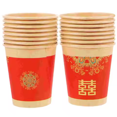 50Pcs Wedding Paper Cups One Time Paper Coffee Cups Juice Cups Tea Cups for Wedding Use