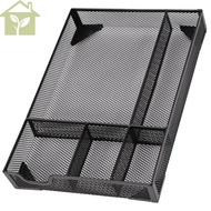 Desk Drawer Organizer Tray 5 Compartments Desk Drawer Organizer 12.4×8.5×1.8 Inch Metal Mesh Drawer 
