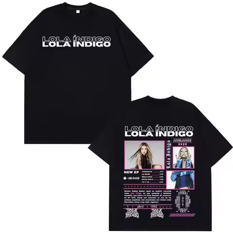 Singer Lola Indigo Tour Graphic Punk T Shirts Men Women Vintage High Quality Oversized Cotton Fashio