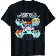 Animation [Dexter's Lab] Dexter/Titi/Mandeck Pattern Printing Men's 100% Cotton Round Neck Short-Sle