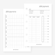 Pocket Debt Payments Planner Insert Agenda Refill for Pocket size 6 Ring Binder 3.2 x 5