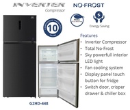 GEA Kulkas 2 Pintu G2HD-448 Black Inox / G2HD448 Kulkas Rumahan Inverter No Frost 448 Liter - Top Fr