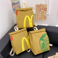 Women Starbucks McDonald's KFC Canvas bag Casual Shoulder Sling Crossbody Bag College Students paper