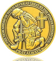 LZWIN Christian Military Challenge Coin with Soldier Prayer and Deuteronomy 31:6-8 for Strength and 
