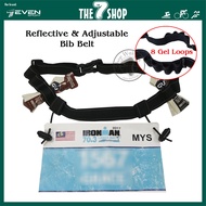 [6.6] Race Bib Belt / Race Belt / Bib Holder (Reflective & 8 Gels Loop) / Triathlon Number Holder / 