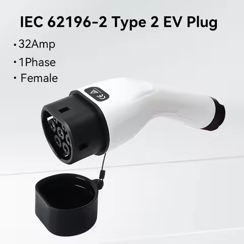 32A Type 2 EV Charger Plug 1Phase 7KW IEC 62196 Socket Electric Car Charging Gun Head Copper Alloy S