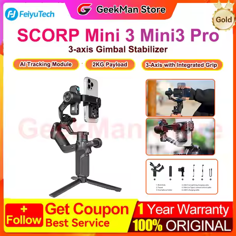 FeiyuTech Gimbal Stabilizer SCORP Mini 3 PRO for Smartphone Camera Stabilizer for Sony/Canon/Nikon f