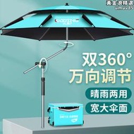 釣魚傘萬向防雨大釣傘2023新款雙層黑膠加厚款防曬防雨垂釣遮陽傘