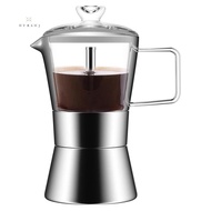 Espresso Moka Pot Glass-Top &amp; Stainless Steel Espresso Moka Pot,Classic Italian Coffee Maker, 240Ml